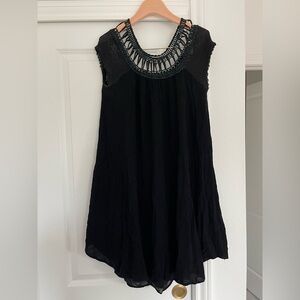 Free People Black Dress with Intricate Crochet Detail